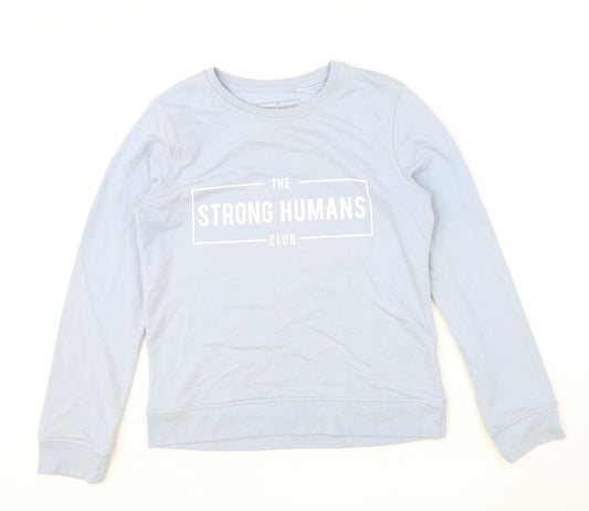 The Strong Human Club Womens Blue Cotton Pullover Sweatshirt Size M Pullover
