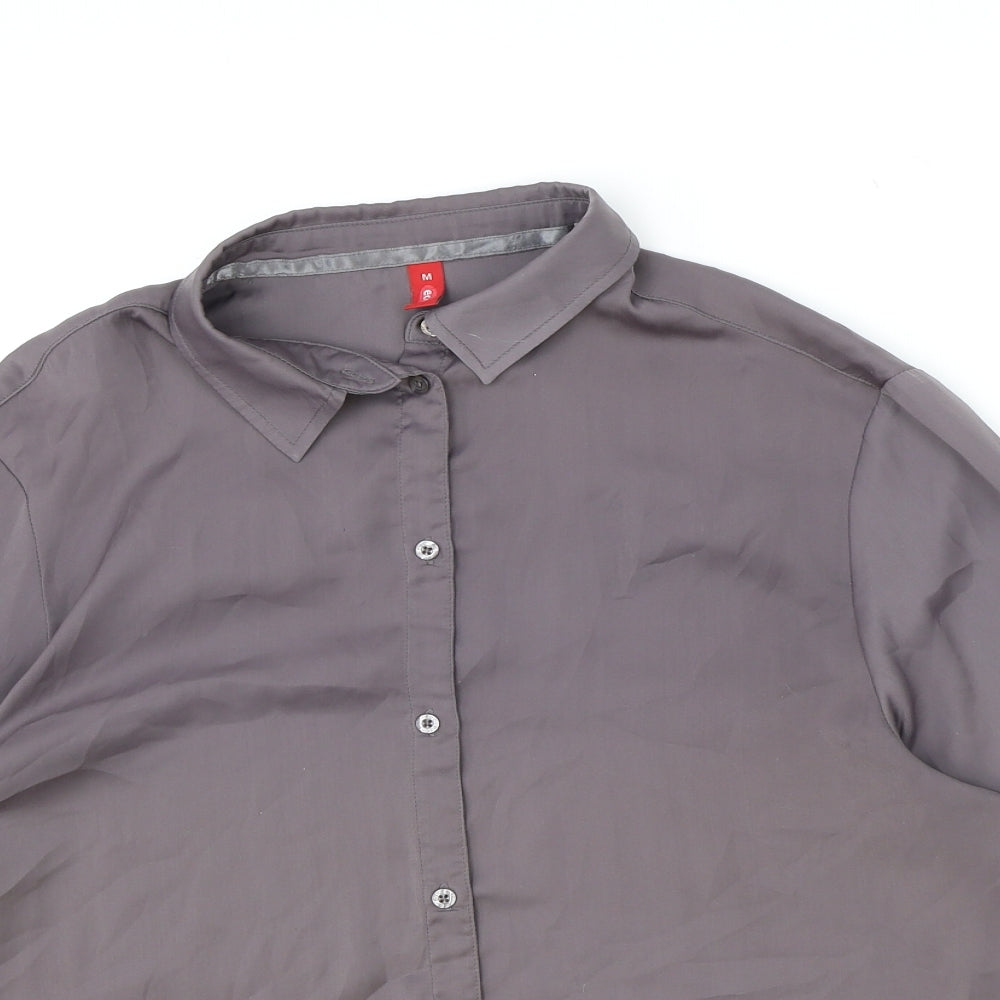 EDC Womens Purple Polyester Basic Button-Up Size M Collared