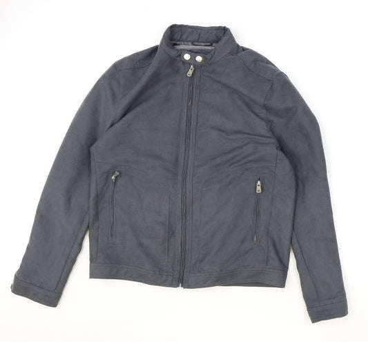 Marks and Spencer Womens Grey Biker Jacket Size M Zip