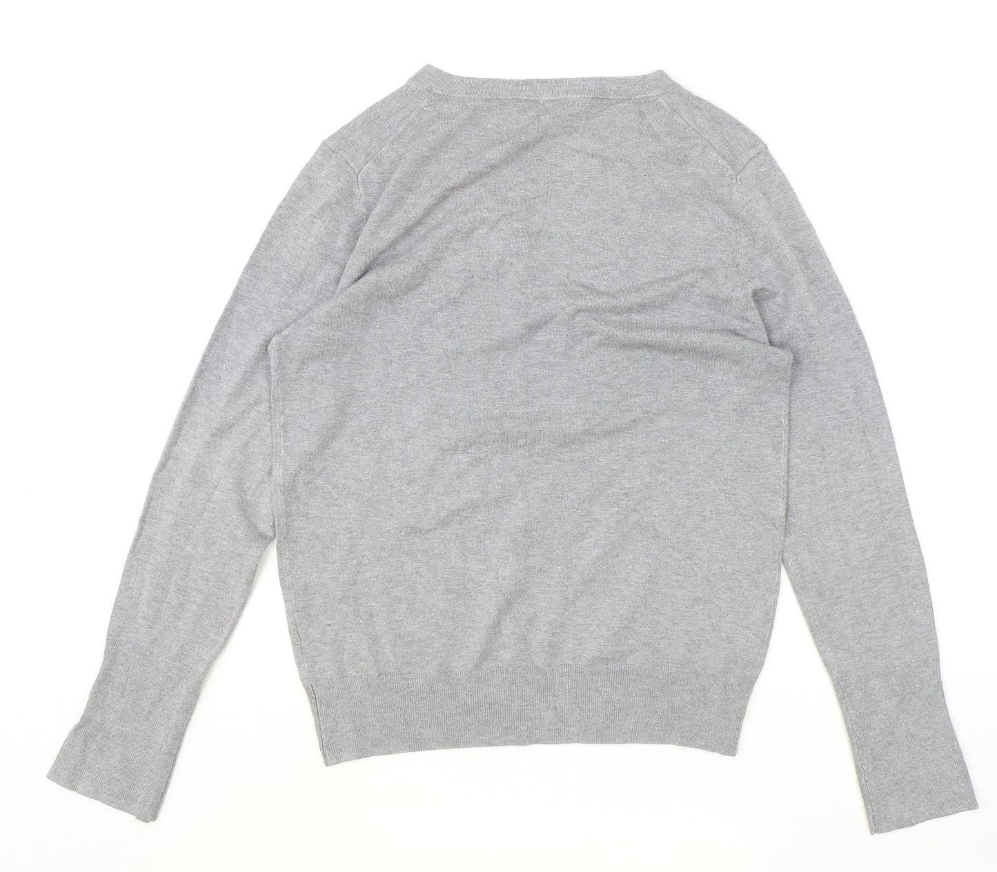 Zara Womens Grey V-Neck Acrylic Pullover Jumper Size XL