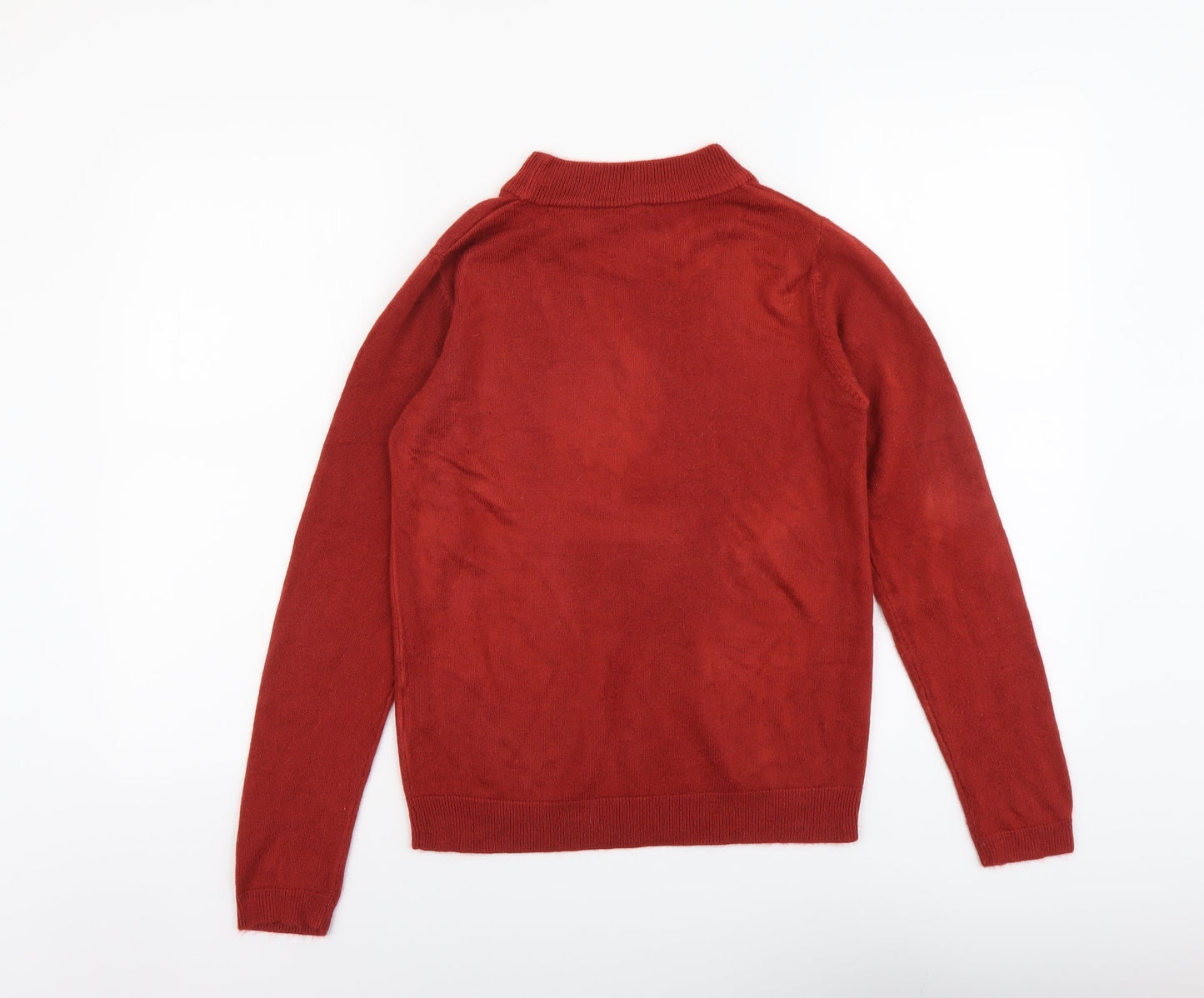Essential Womens Red Mock Neck Acrylic Pullover Jumper Size 8