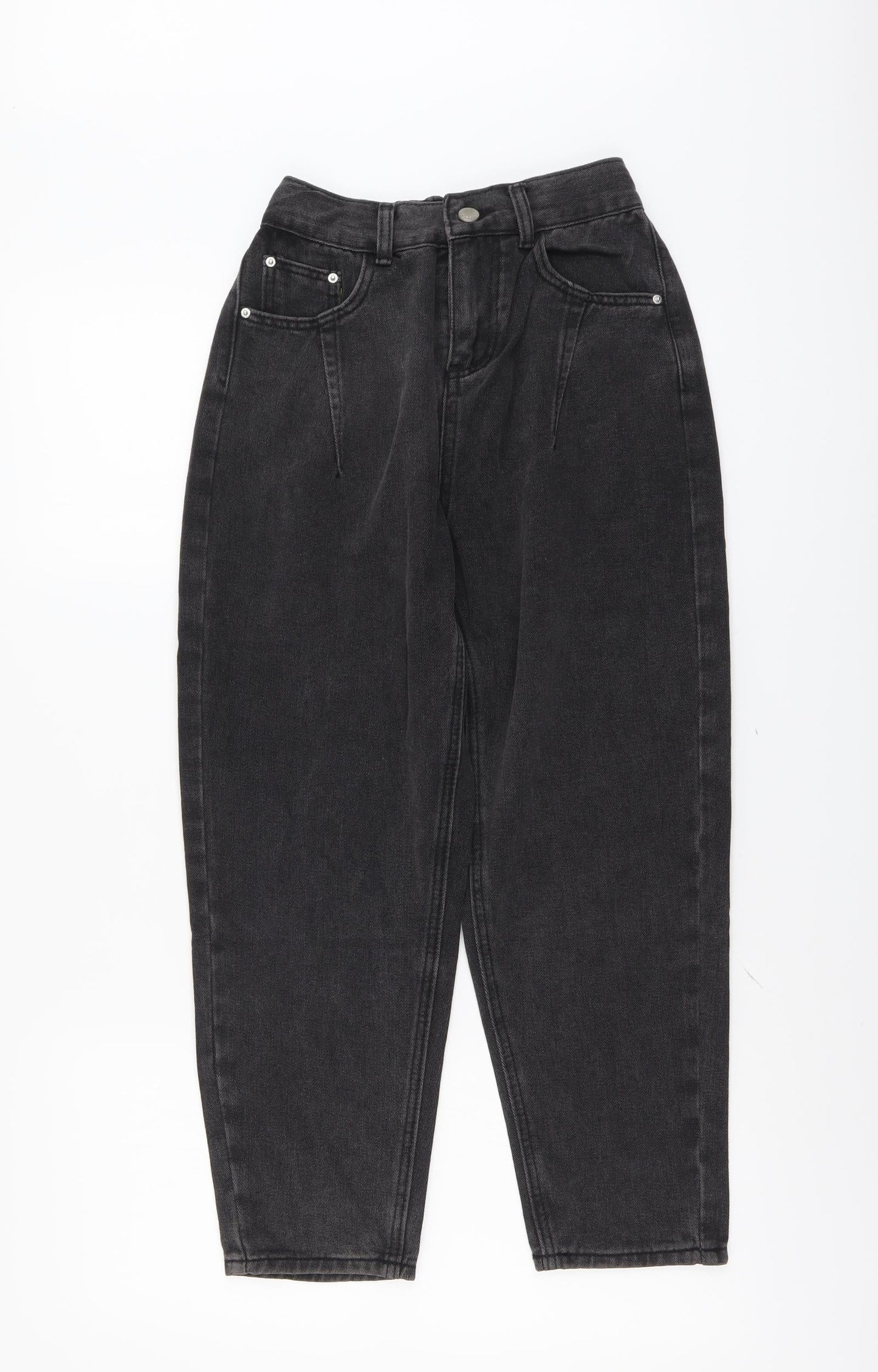 Preworn Womens Grey Cotton Straight Jeans Size S L23 in Regular Button