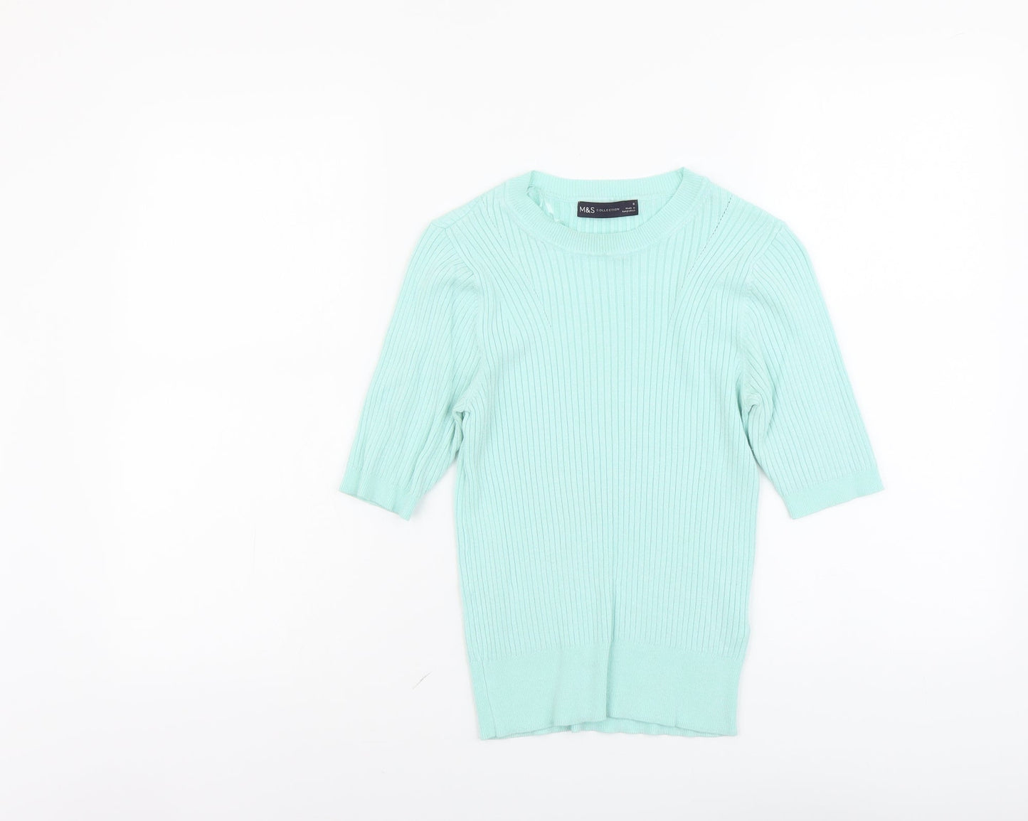 Marks and Spencer Womens Green Round Neck Acrylic Pullover Jumper Size 8