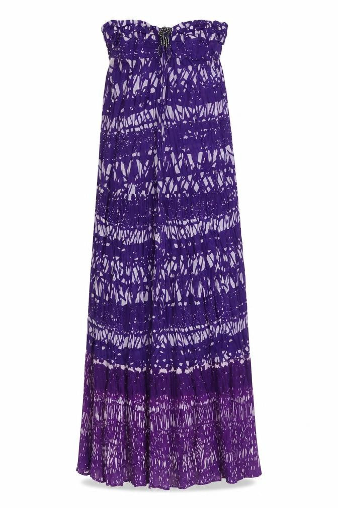 Ocean Club Womens Purple Geometric Cotton Maxi Size 10 Off the Shoulder Pullover