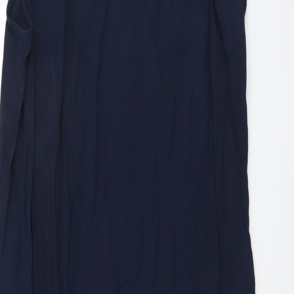 Marks and Spencer Womens Blue Viscose A-Line Size 10 V-Neck Tie