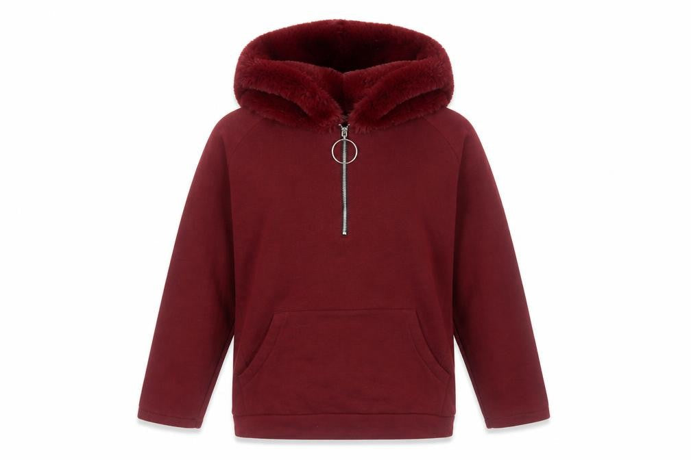 Zara Womens Red Polyester Pullover Hoodie Size S Pullover