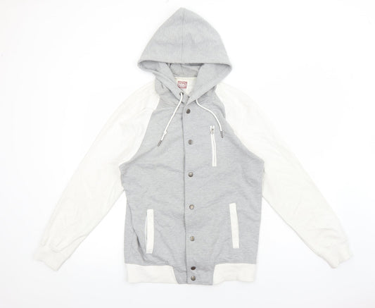 MICROS Womens Grey Geometric Varsity Jacket Jacket Size S Zip