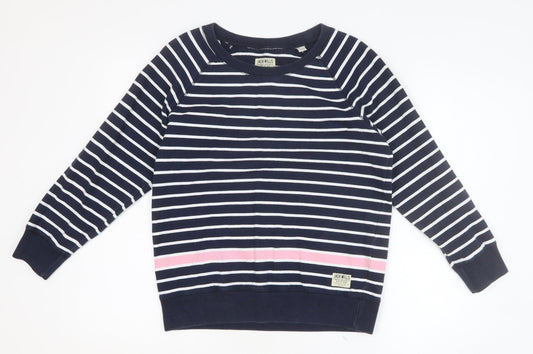 Jack Wills Womens Blue Striped 100% Cotton Pullover Sweatshirt Size 12 Pullover