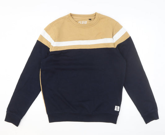 Fluid Mens Multicoloured Cotton Pullover Sweatshirt Size S