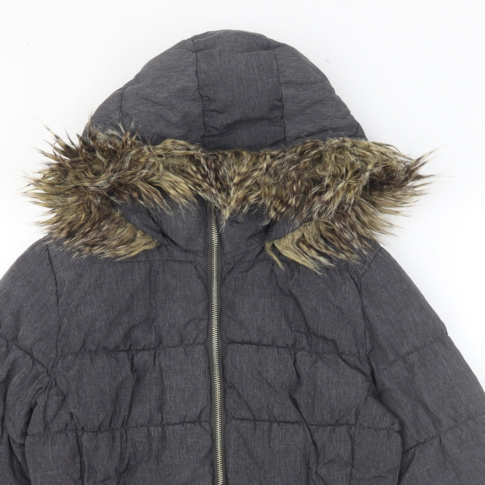H&M Womens Grey Puffer Jacket Jacket Size 8 Zip