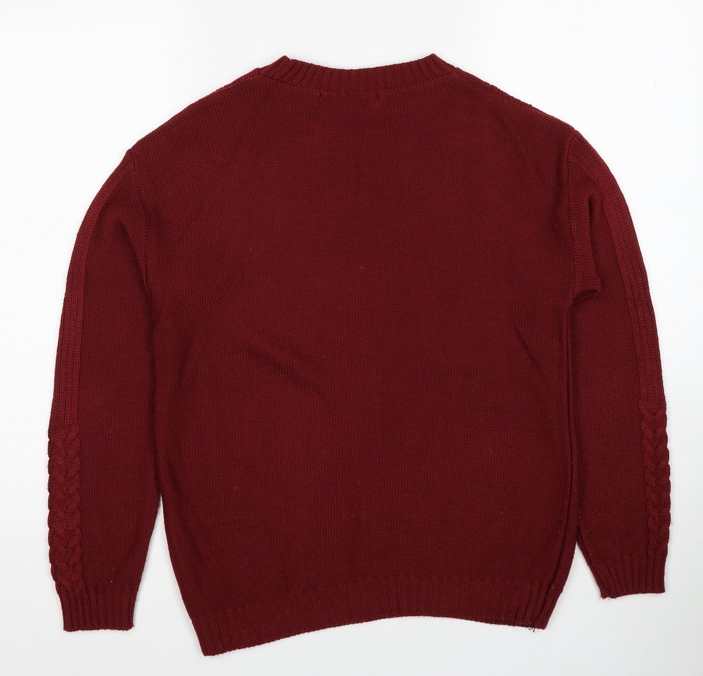 Pure & Natural Womens Red Round Neck Acrylic Pullover Jumper Size S - Size S-M