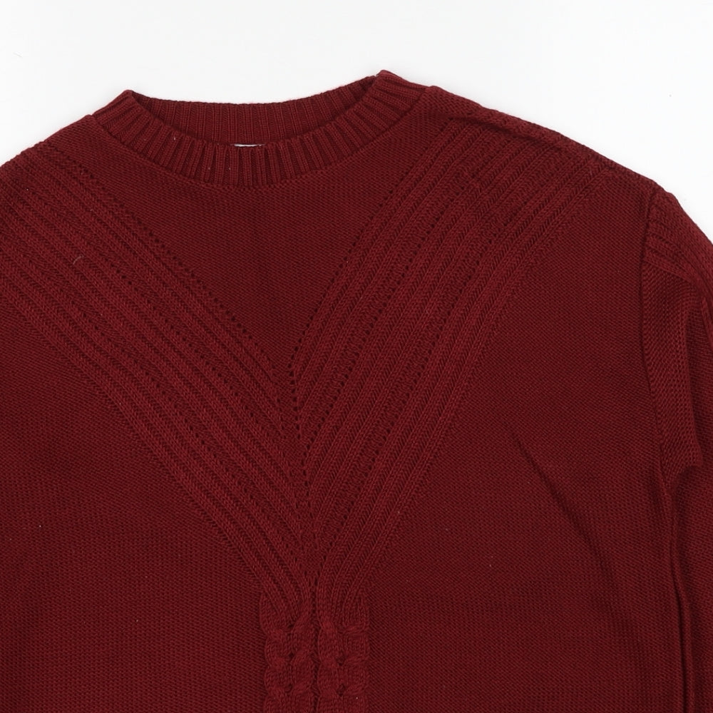 Pure & Natural Womens Red Round Neck Acrylic Pullover Jumper Size S - Size S-M