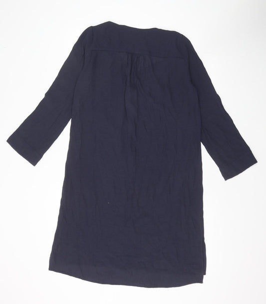 eseOese Womens Blue Viscose Shirt Dress Size S V-Neck Pullover