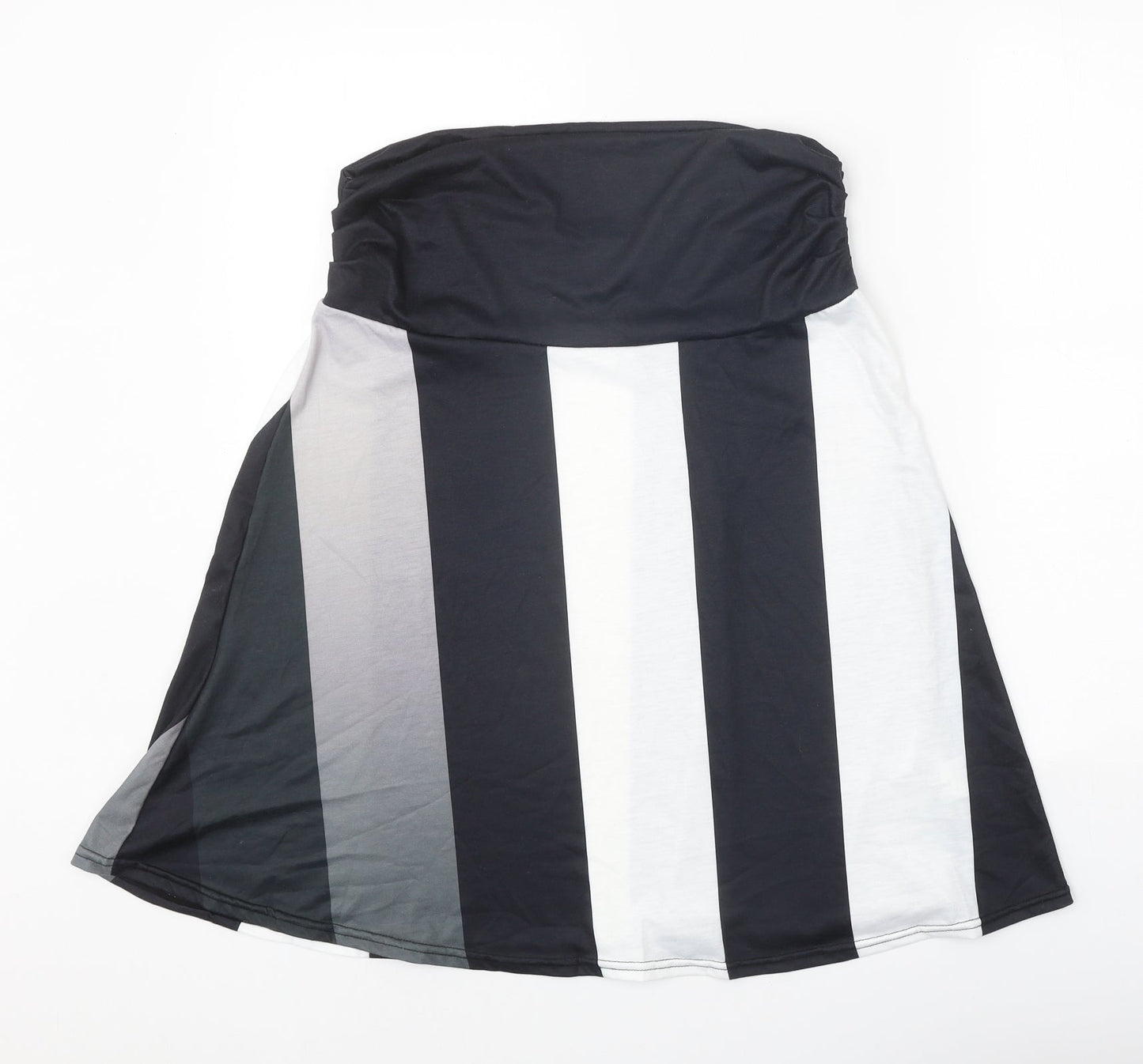 Preworn Womens Black Striped Polyester Swing Skirt Size L