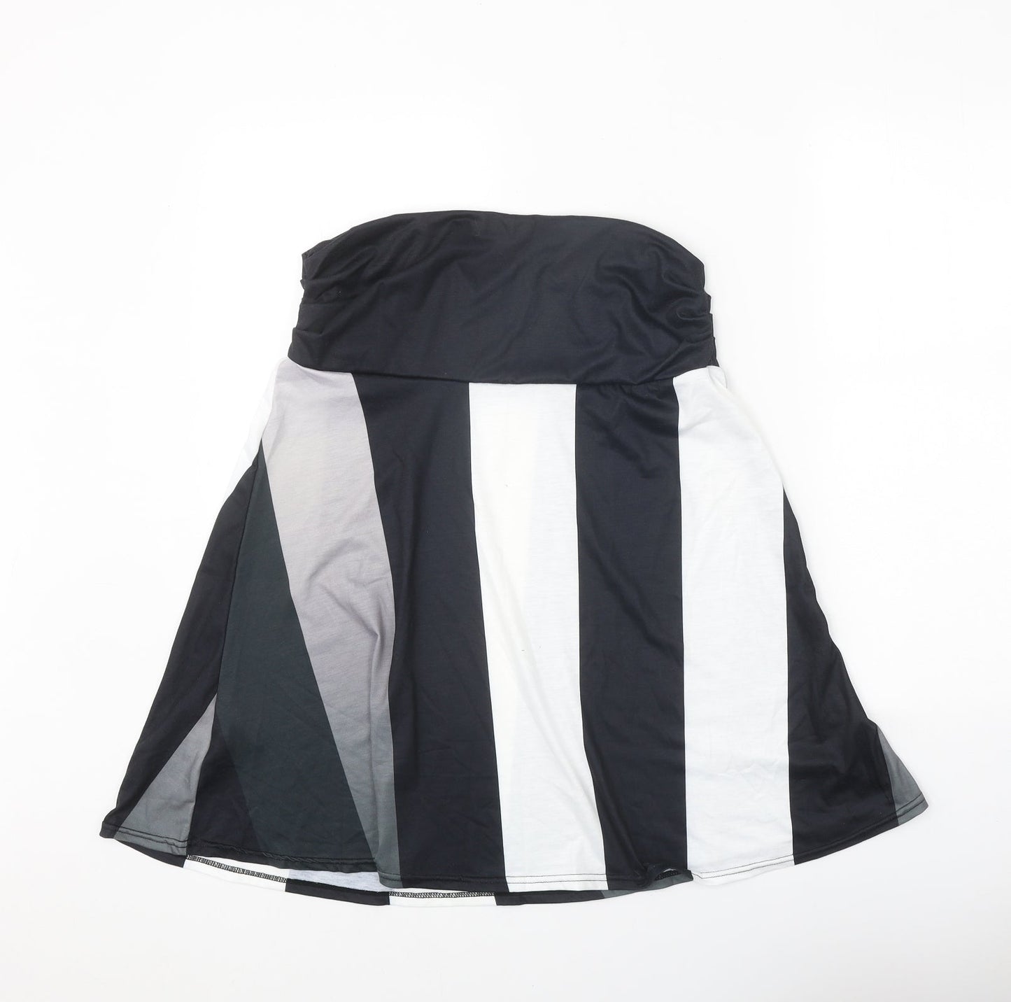 Preworn Womens Black Striped Polyester Swing Skirt Size L