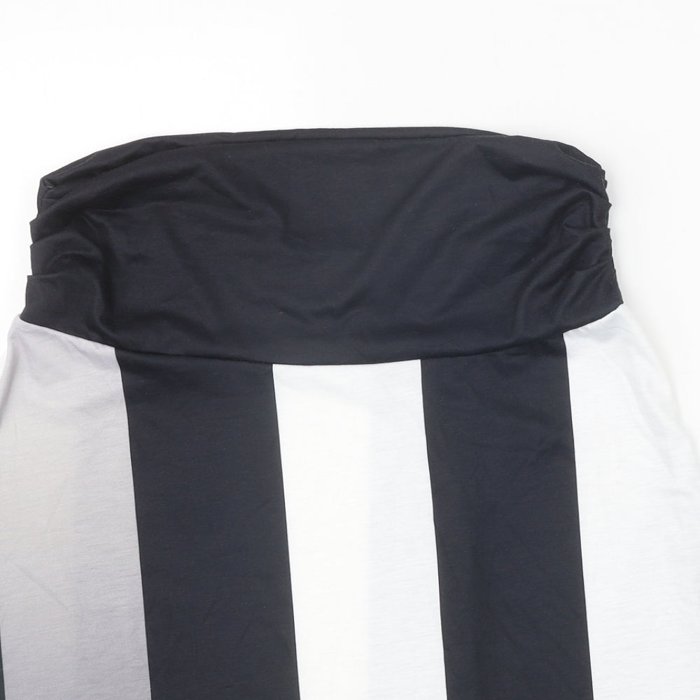 Preworn Womens Black Striped Polyester Swing Skirt Size L