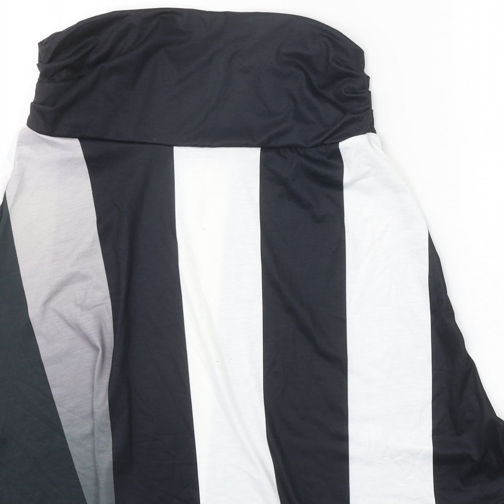 Preworn Womens Black Striped Polyester Swing Skirt Size L