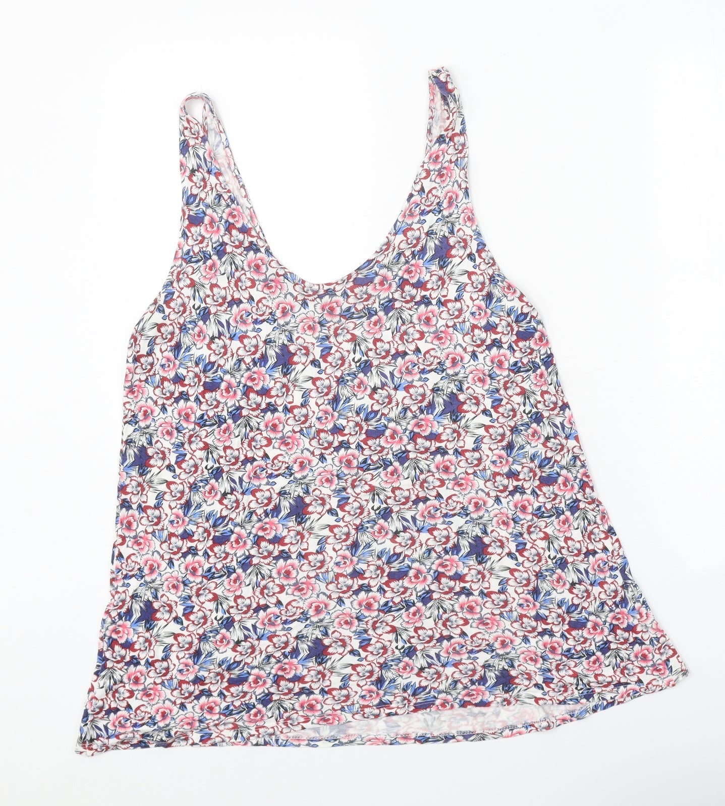 Warehouse Womens Multicoloured Geometric Viscose Basic Tank Size 12 Scoop Neck