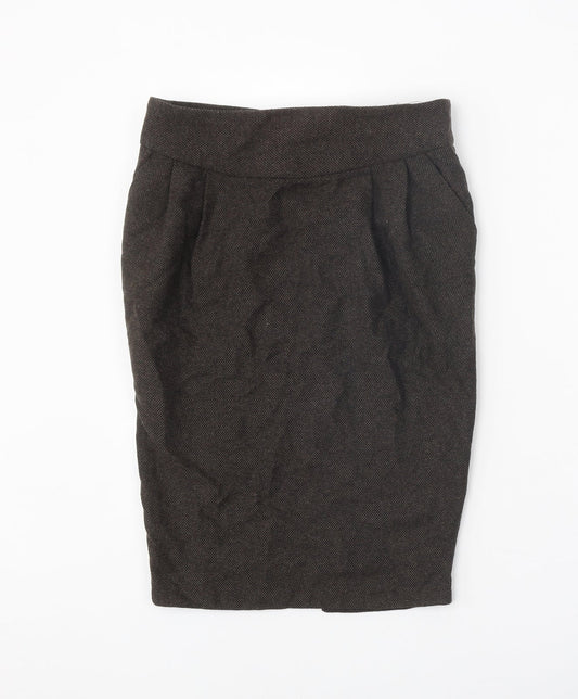 Topshop Womens Brown Acrylic Straight & Pencil Skirt Size 8 Zip