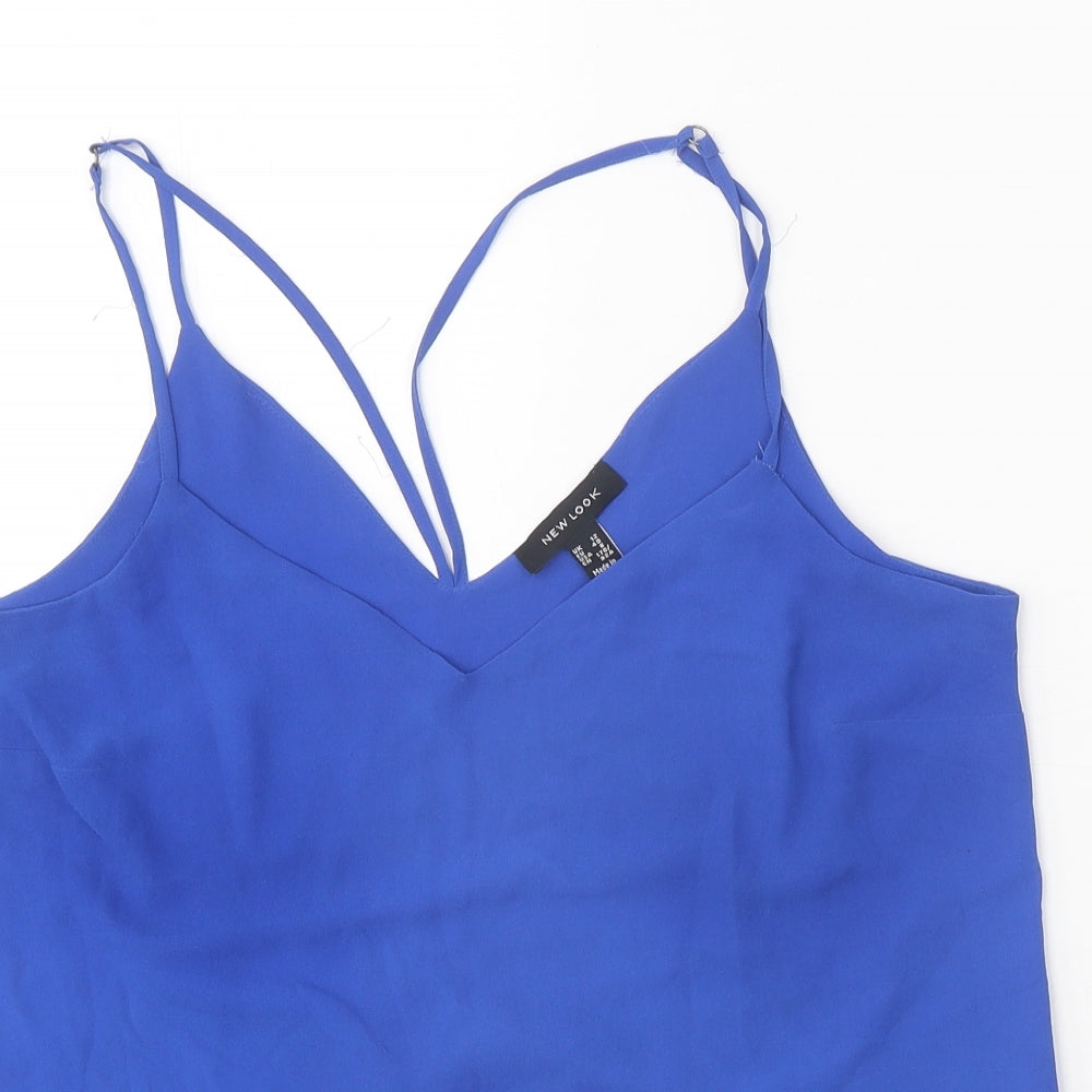 New Look Womens Blue Polyester Camisole Tank Size 12 V-Neck