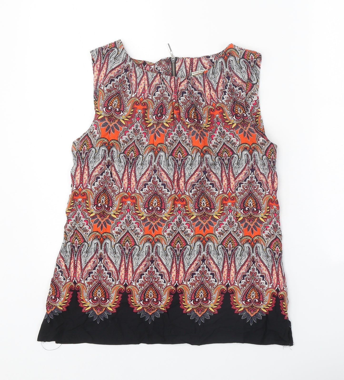 Billie & Blossom Womens Multicoloured Geometric Viscose Basic Tank Size 10 Round Neck