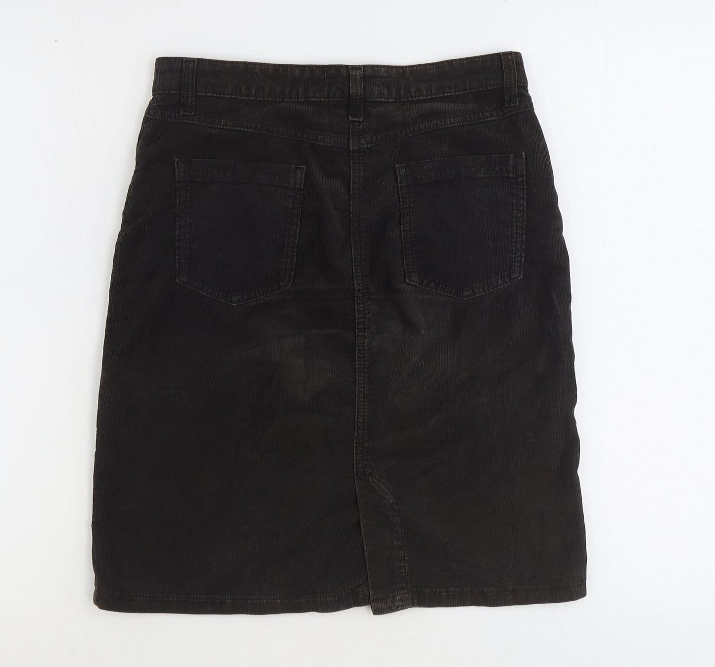 John Lewis Womens Brown Cotton Straight & Pencil Skirt Size 8 Zip