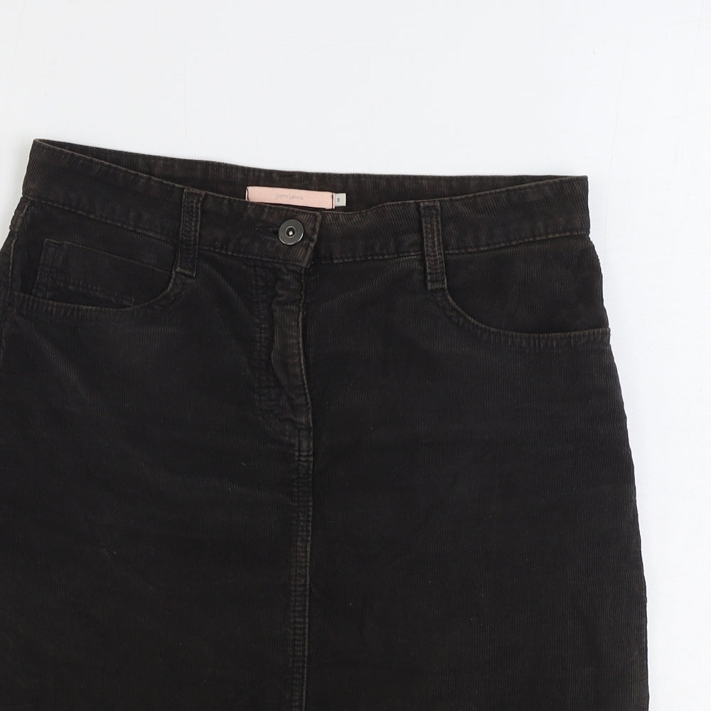 John Lewis Womens Brown Cotton Straight & Pencil Skirt Size 8 Zip