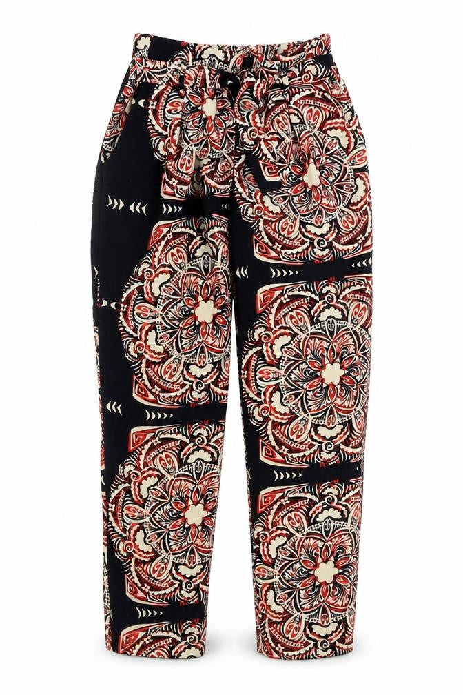 River Island Womens Multicoloured Geometric Polyester Harem Trousers Size 8 Regular Tie