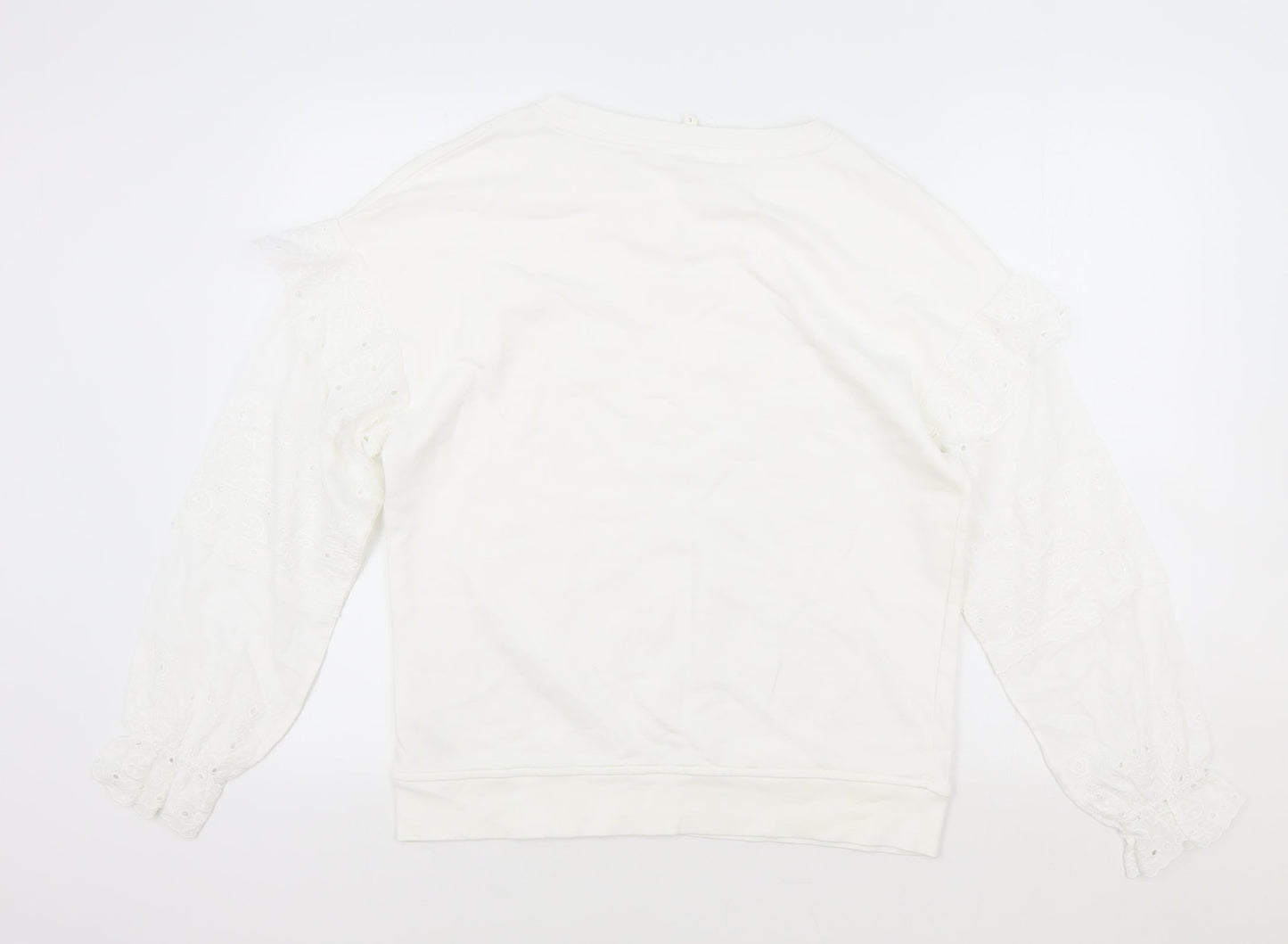 NEXT Womens White Cotton Pullover Sweatshirt Size S Pullover