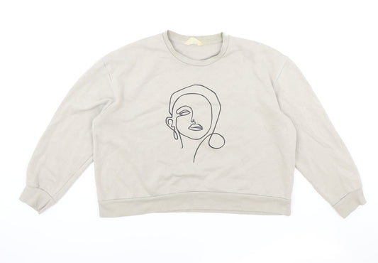 Primark Womens Beige Cotton Pullover Sweatshirt Size M Pullover