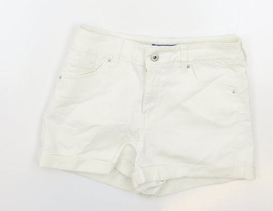 Butt Womens White Cotton Mom Shorts Size S Regular Zip