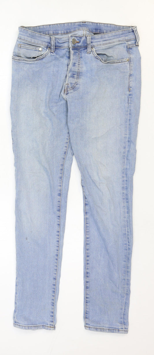 Skinny & Denim Mens Blue Cotton Skinny Jeans Size 32 in Regular Zip