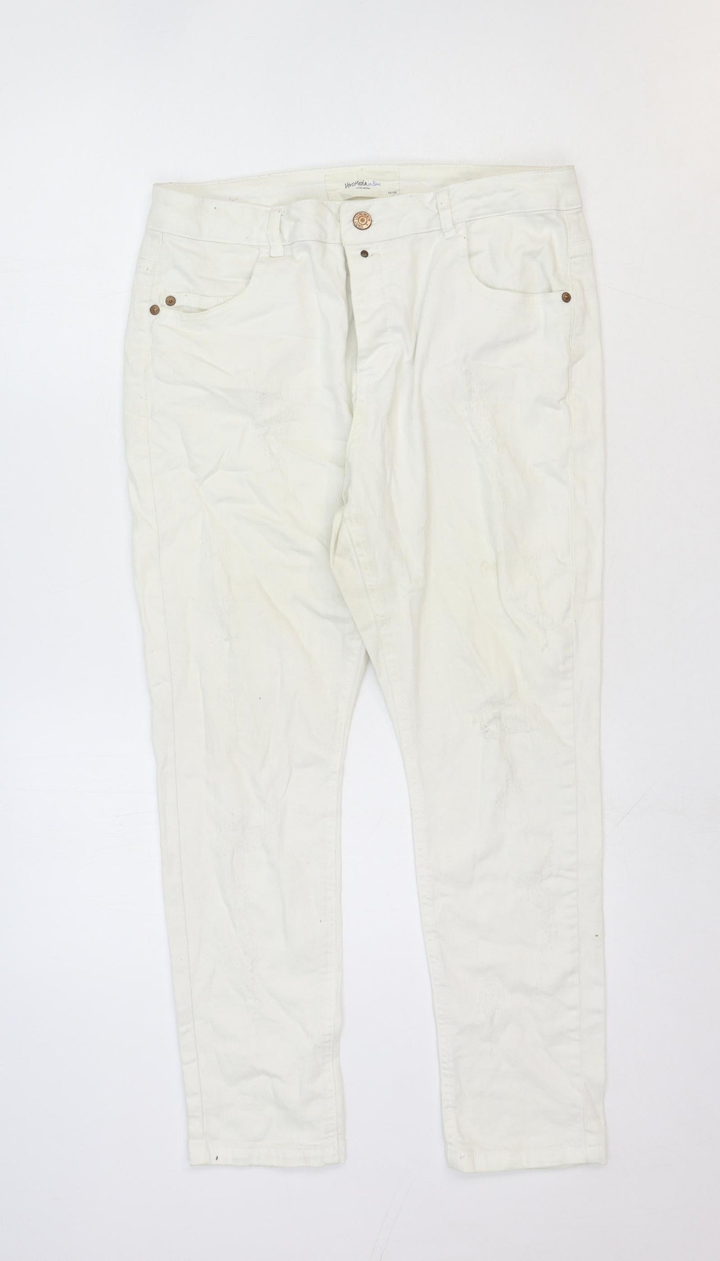 VERO MODA Womens White Cotton Straight Jeans Size 32 in Regular Zip