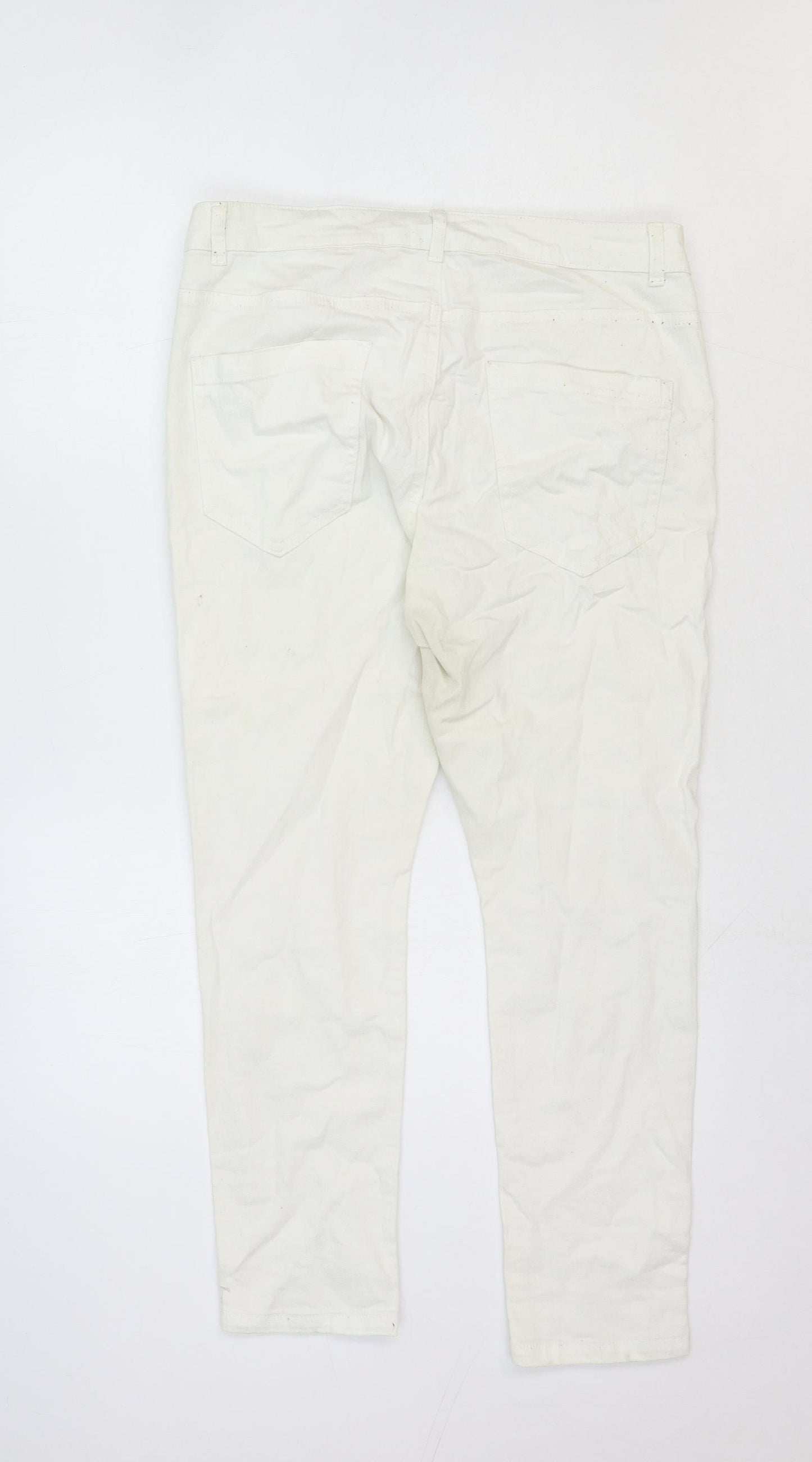 VERO MODA Womens White Cotton Straight Jeans Size 32 in Regular Zip