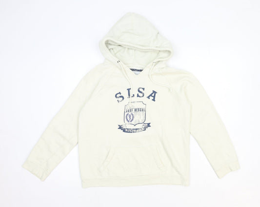 Between the flags Womens White Cotton Pullover Hoodie Size 10 Pullover - SLSA