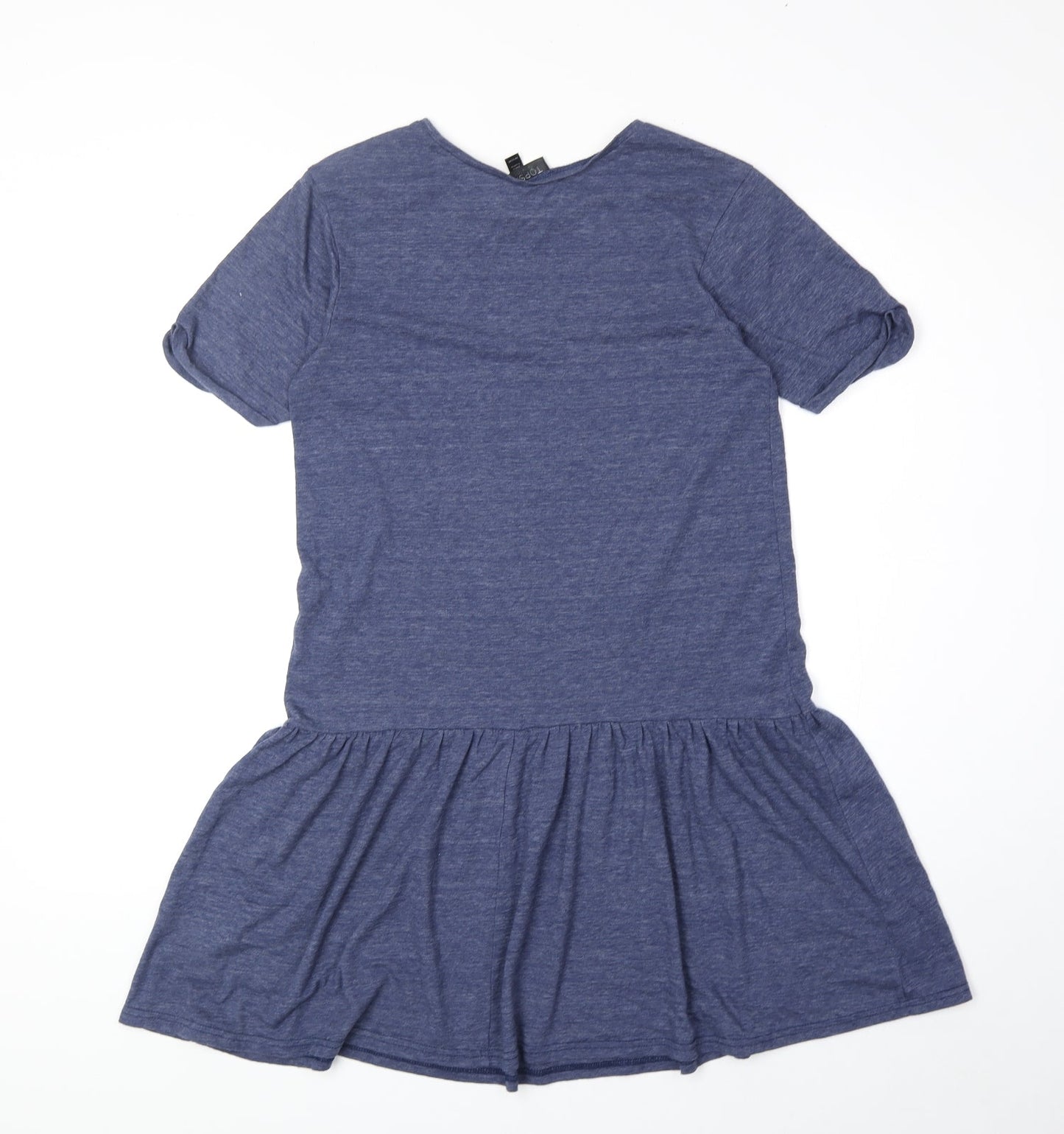 Topshop Womens Blue Polyester T-Shirt Dress Size 6 Round Neck Pullover