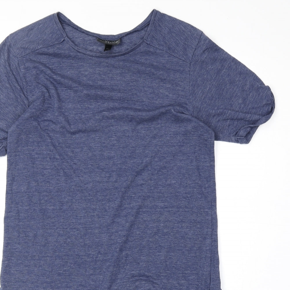 Topshop Womens Blue Polyester T-Shirt Dress Size 6 Round Neck Pullover