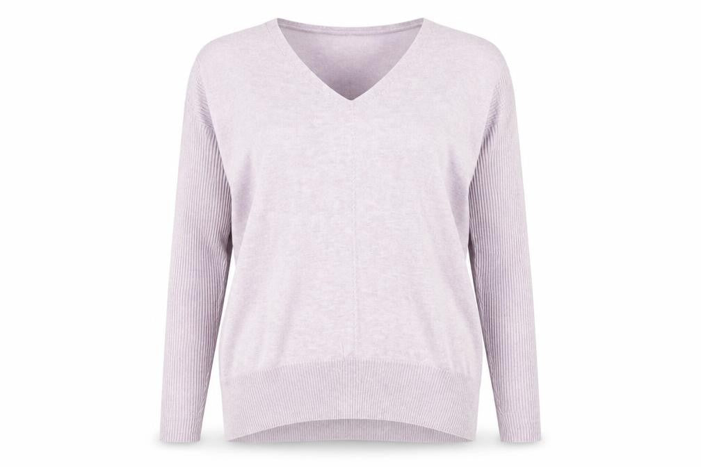 Marks and Spencer Womens Purple V-Neck Acrylic Pullover Jumper Size 14