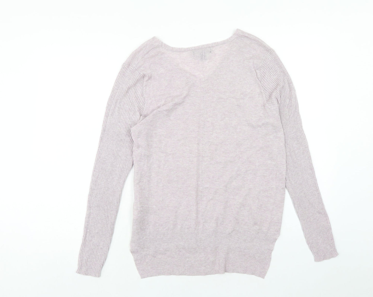 Marks and Spencer Womens Purple V-Neck Acrylic Pullover Jumper Size 14