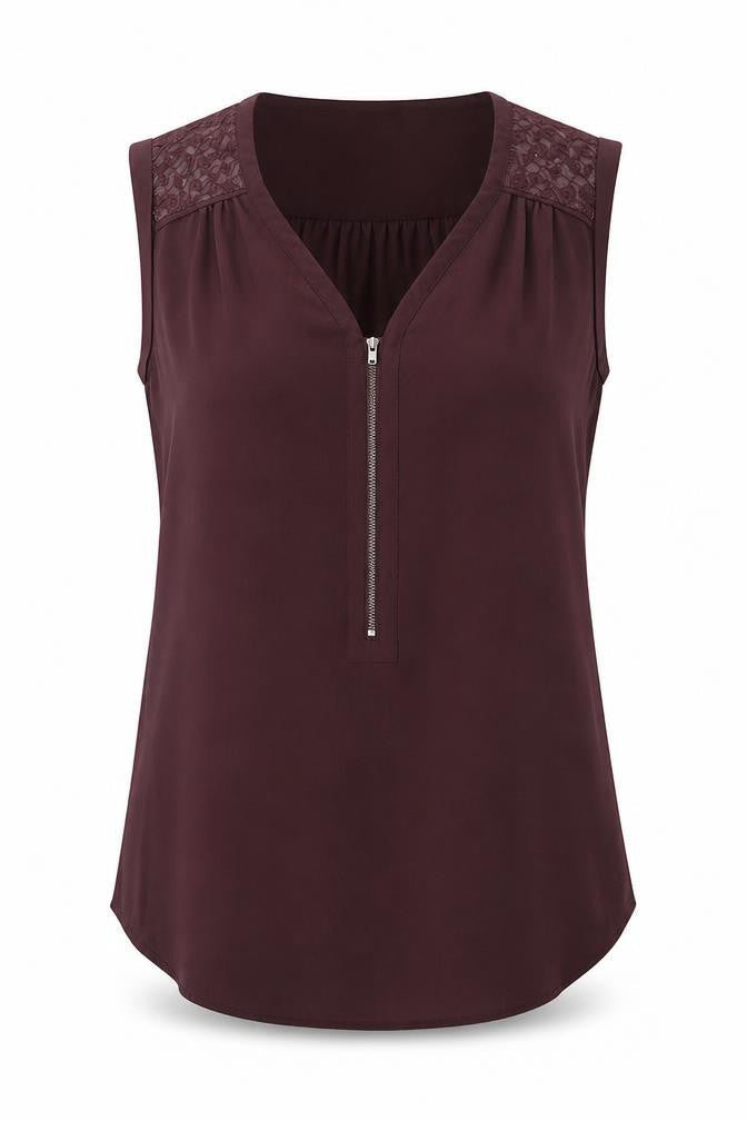 Warehouse Womens Purple Polyester Basic Tank Size 14 V-Neck - Broderie Anglaise Detail