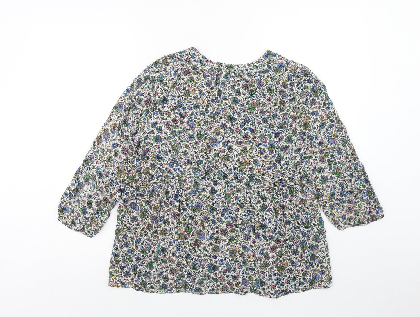 Warehouse Womens Multicoloured Floral Viscose Basic Blouse Size 12 Round Neck
