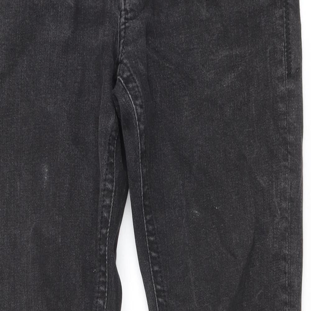 Preworn Womens Black Cotton Straight Jeans Size 28 in Regular Button