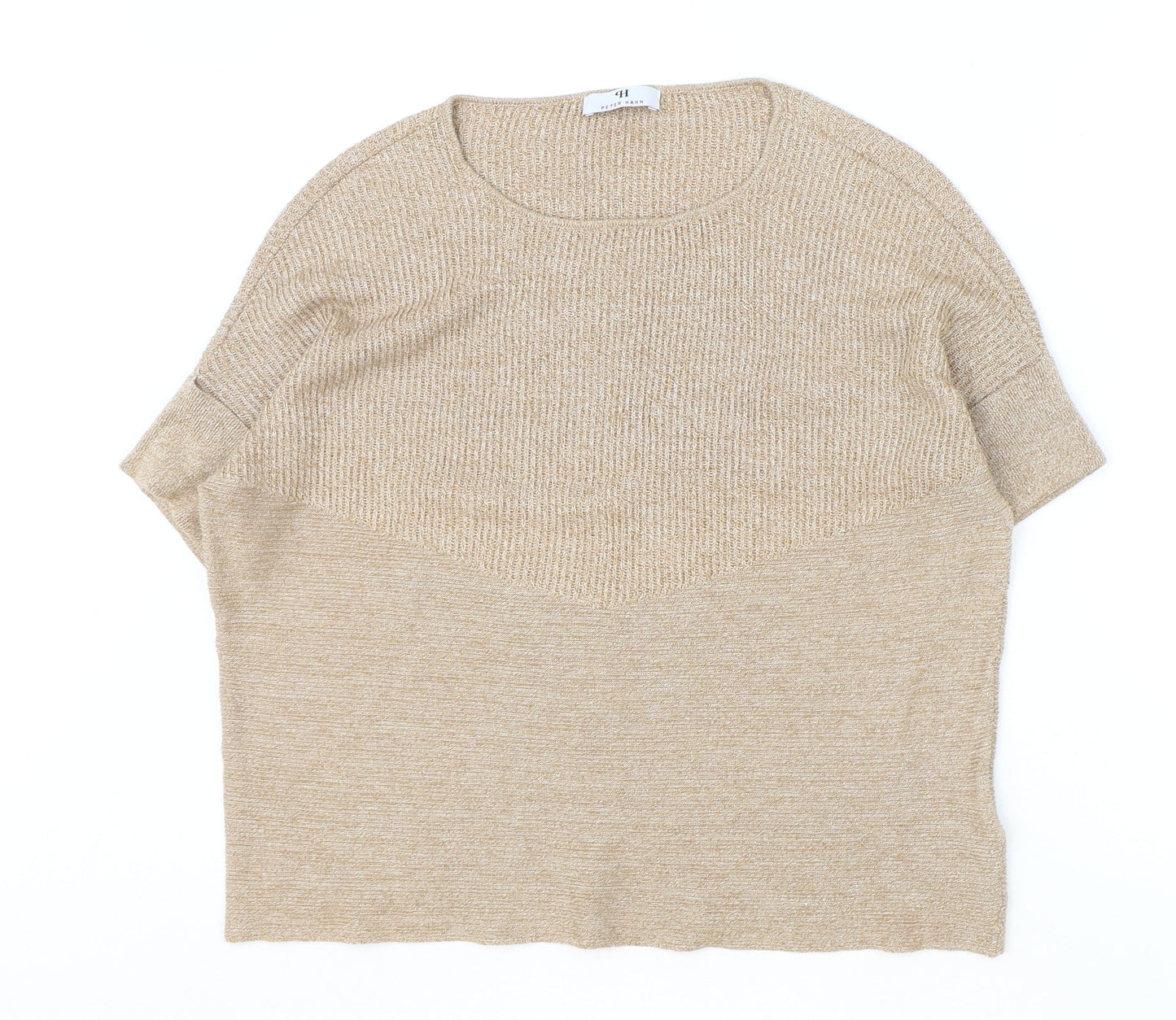 Peter Hahn Womens Brown Scoop Neck Cotton Pullover Jumper Size 10