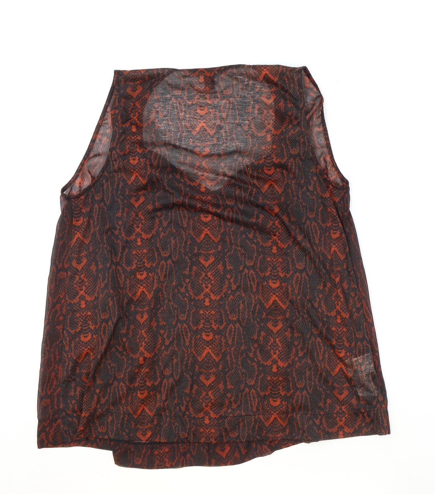 Mango Womens Red Animal Print Polyester Basic Tank Size M V-Neck