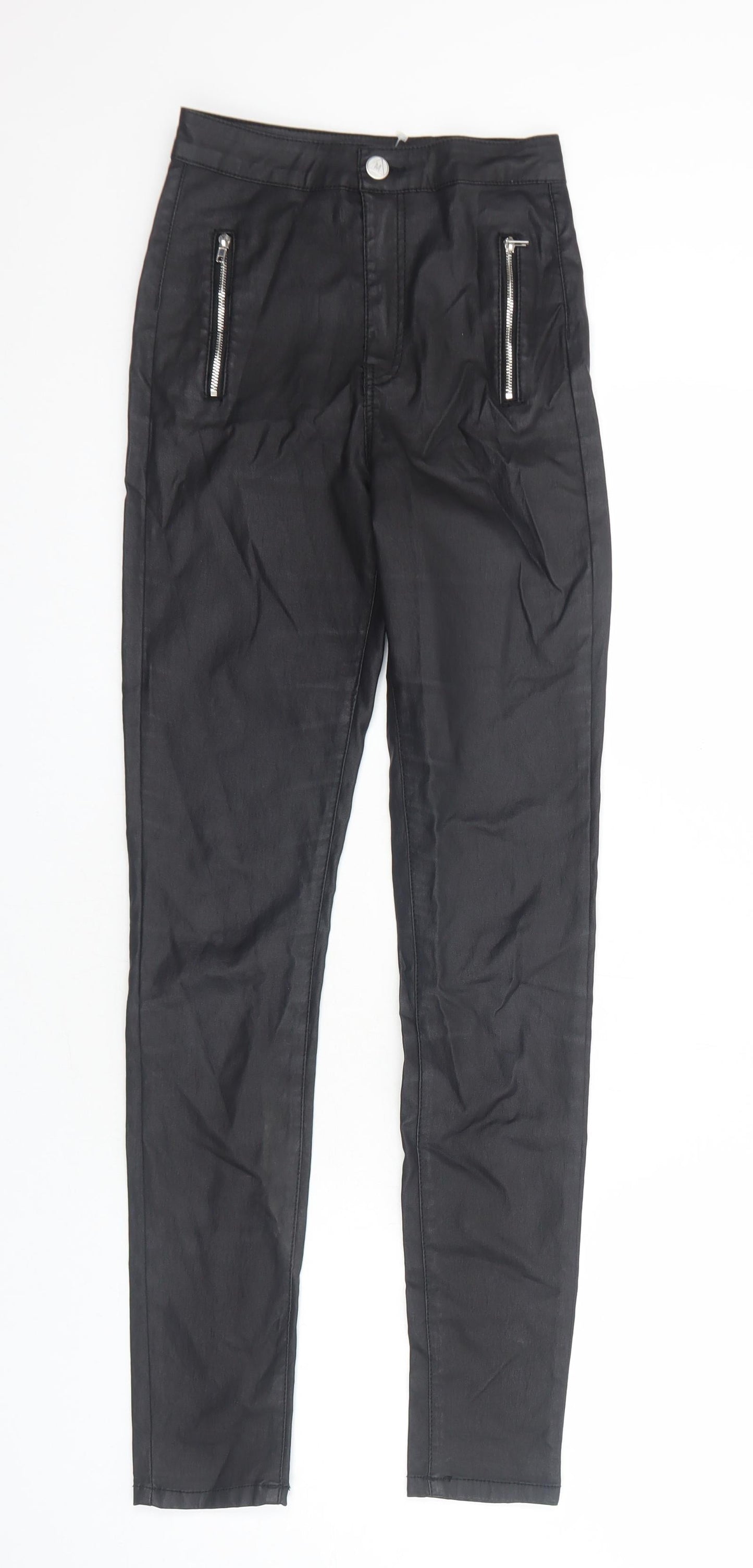 Missguided Womens Black Cotton Trousers Size 8 Regular Zip