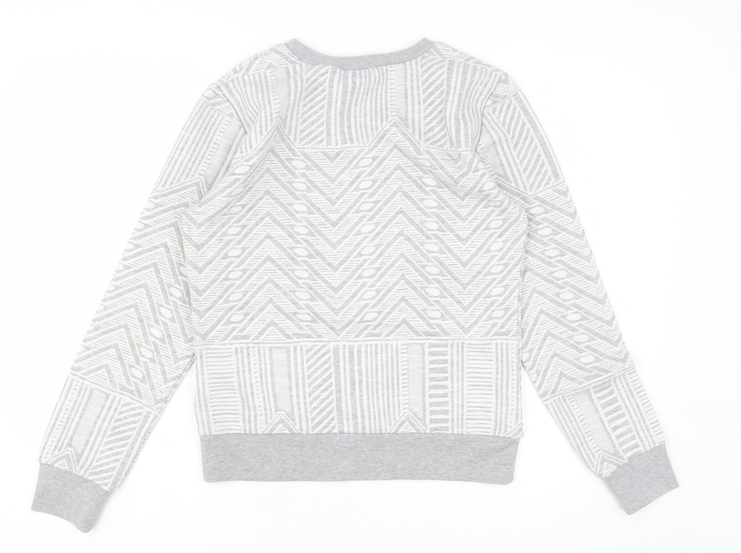 Miss Selfridge Womens Grey Geometric Cotton Pullover Sweatshirt Size 6 Pullover