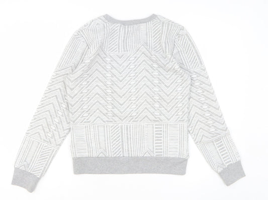 Miss Selfridge Womens Grey Geometric Cotton Pullover Sweatshirt Size 6 Pullover