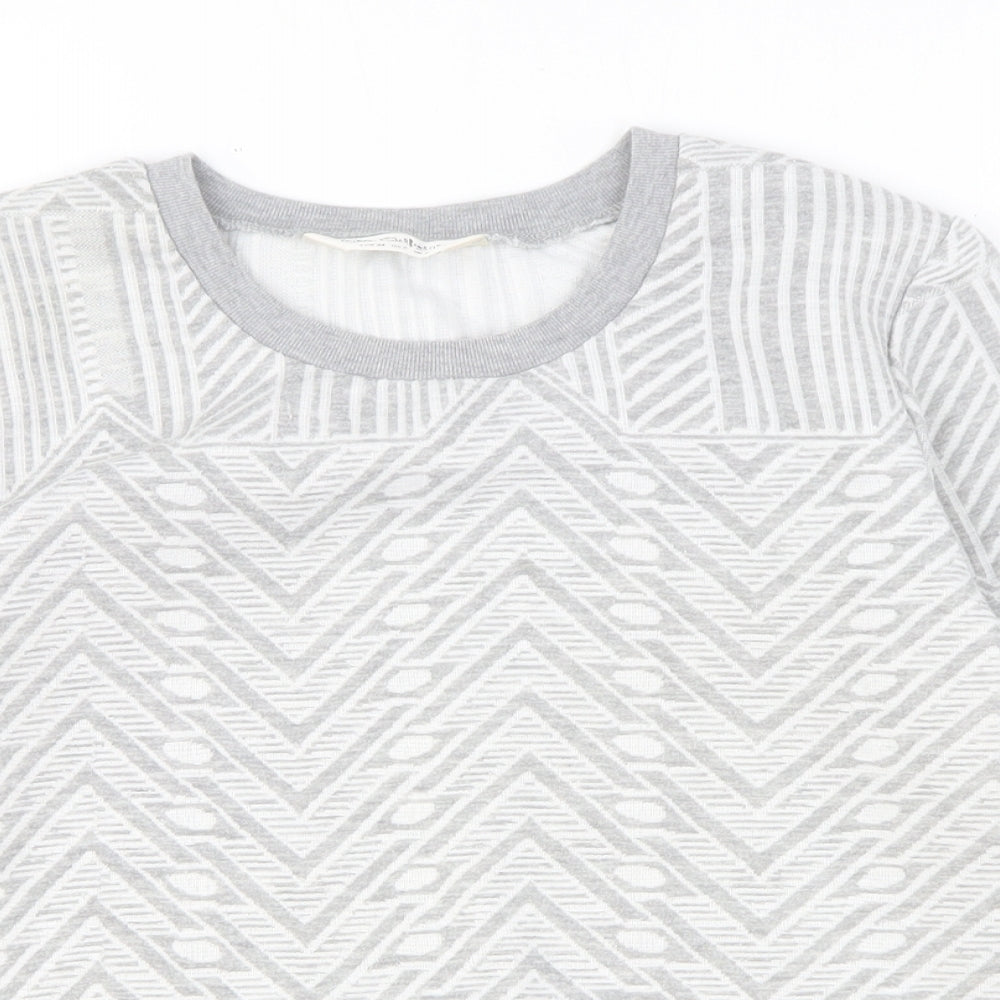 Miss Selfridge Womens Grey Geometric Cotton Pullover Sweatshirt Size 6 Pullover