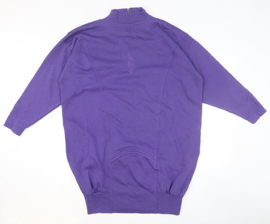 Preworn Womens Purple Cotton Pullover Sweatshirt Size S Zip - Size S/M