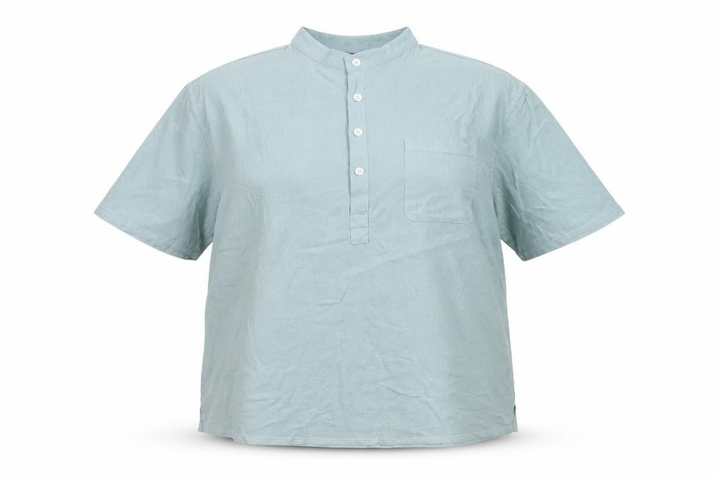 Siimhwrss Womens Blue Polyester Basic Blouse Size 3XL Round Neck